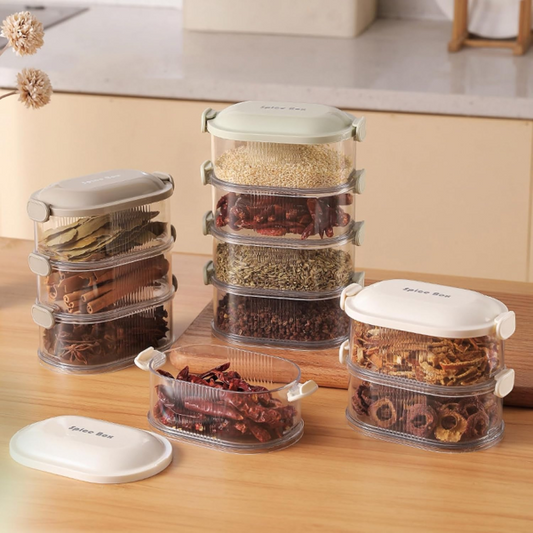 4 Layers Multi-layered Seasoning Spice Storage Box, Seasoning Storage Box, Multi Tableware Set