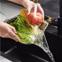 Multi-functional Drain Basket Bowl With Strainer Container, Kitchen Sink Food Catcher Drainer Fruit Rinser Vegetable Washing Filter Bowl Over The Sink Colander