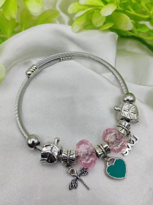 Elegant Pandora Bracelet With Heart & Love Charms