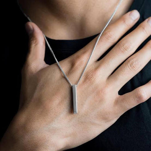 Vertical Bar Necklace Locket Chain For Boys Girls Neck Chain For Men With Locket Men`s Jeweler Pendant For Men Stylish Design